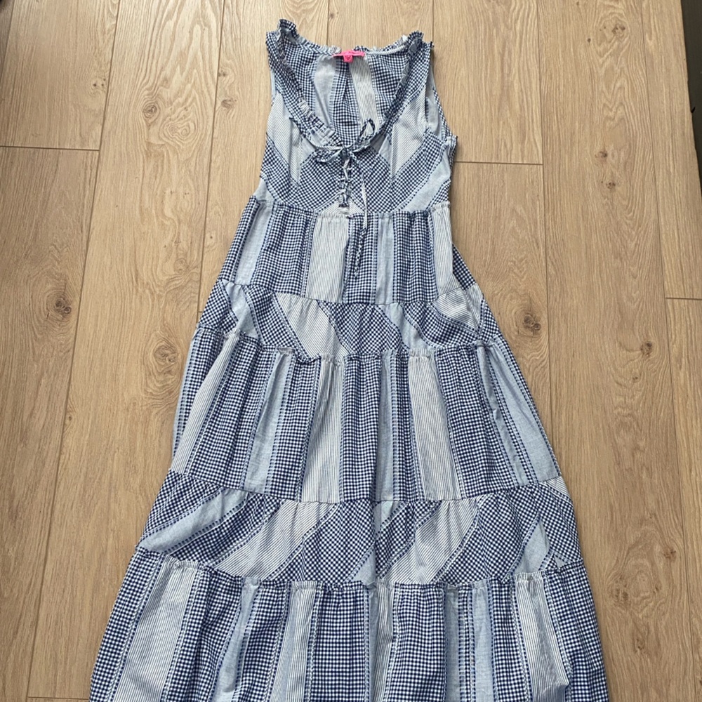 Betsey Johnson Blue and White Maxi Dress